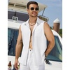 image:imageCOOFANDY Mens Sleeveless Beach Shirts Summer Button Up Tank Tops Casual Textured Tank ShirtWhite