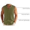 image:imageCOOFANDY Mens Sleeveless Button Up Shirts Summer Beach Tank Tops Collarless Casual Cruise Dress ShirtArmy Green