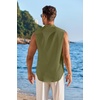 image:imageCOOFANDY Mens Sleeveless Button Up Shirts Summer Beach Tank Tops Collarless Casual Cruise Dress ShirtArmy Green