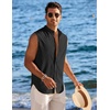 image:imageCOOFANDY Mens Sleeveless Button Up Shirts Summer Beach Tank Tops Collarless Casual Cruise Dress ShirtBlack