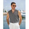 image:imageCOOFANDY Mens Sleeveless Button Up Shirts Summer Beach Tank Tops Collarless Casual Cruise Dress ShirtDark Grey
