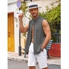 image:imageCOOFANDY Mens Sleeveless Button Up Shirts Summer Beach Tank Tops Collarless Casual Cruise Dress ShirtDark Grey