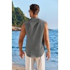 image:imageCOOFANDY Mens Sleeveless Button Up Shirts Summer Beach Tank Tops Collarless Casual Cruise Dress ShirtDark Grey