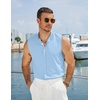 image:imageCOOFANDY Mens Sleeveless Button Up Shirts Summer Beach Tank Tops Collarless Casual Cruise Dress ShirtLight Blue