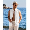 image:imageCOOFANDY Mens Sleeveless Button Up Shirts Summer Beach Tank Tops Collarless Casual Cruise Dress ShirtWhite