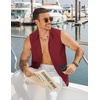 image:imageCOOFANDY Mens Sleeveless Button Up Shirts Summer Beach Tank Tops Collarless Casual Cruise Dress ShirtWine Red