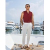 image:imageCOOFANDY Mens Sleeveless Button Up Shirts Summer Beach Tank Tops Collarless Casual Cruise Dress ShirtWine Red