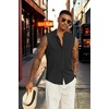 image:imageCOOFANDY Mens Sleeveless Summer Shirts Beach Tank Tops Button Up Textured Tank Shirt for VacationBlack