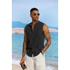 image:imageCOOFANDY Mens Sleeveless Summer Shirts Beach Tank Tops Button Up Textured Tank Shirt for VacationBlack