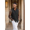 image:imageCOOFANDY Mens Sleeveless Summer Shirts Beach Tank Tops Button Up Textured Tank Shirt for VacationBlack