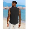 image:imageCOOFANDY Mens Sleeveless Summer Shirts Beach Tank Tops Button Up Textured Tank Shirt for VacationBlack