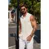 image:imageCOOFANDY Mens Sleeveless Summer Shirts Beach Tank Tops Button Up Textured Tank Shirt for VacationCream