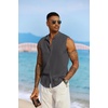 image:imageCOOFANDY Mens Sleeveless Summer Shirts Beach Tank Tops Button Up Textured Tank Shirt for VacationDark Grey