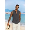 image:imageCOOFANDY Mens Sleeveless Summer Shirts Beach Tank Tops Button Up Textured Tank Shirt for VacationDark Grey