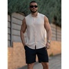 image:imageCOOFANDY Mens Sleeveless Summer Shirts Beach Tank Tops Button Up Textured Tank Shirt for VacationKhaki