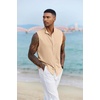 image:imageCOOFANDY Mens Sleeveless Summer Shirts Beach Tank Tops Button Up Textured Tank Shirt for VacationKhaki
