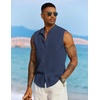 image:imageCOOFANDY Mens Sleeveless Summer Shirts Beach Tank Tops Button Up Textured Tank Shirt for VacationNavy Blue