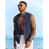 image:imageCOOFANDY Mens Sleeveless Summer Shirts Beach Tank Tops Button Up Textured Tank Shirt for VacationNavy Blue
