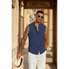 image:imageCOOFANDY Mens Sleeveless Summer Shirts Beach Tank Tops Button Up Textured Tank Shirt for VacationNavy Blue