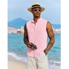 image:imageCOOFANDY Mens Sleeveless Summer Shirts Beach Tank Tops Button Up Textured Tank Shirt for VacationPink