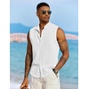 image:imageCOOFANDY Mens Sleeveless Summer Shirts Beach Tank Tops Button Up Textured Tank Shirt for VacationWhite