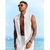 image:imageCOOFANDY Mens Sleeveless Summer Shirts Beach Tank Tops Button Up Textured Tank Shirt for VacationWhite