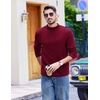 image:imageCOOFANDY Mens Slim Fit Mock Turtleneck T Shirt Casual Basic Knitted Long Sleeve Pullover SweaterWine Red