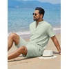 image:imageCOOFANDY Mens Summer Beach Outfits 2 Piece Casual Textured Henley Shirt and Shorts SetIce Green
