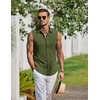 image:imageCOOFANDY Mens Summer Sleeveless Shirts Beach Knit Tank Top Button Up Casual Tank Shirt Vacation TopsArmy Green