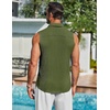 image:imageCOOFANDY Mens Summer Sleeveless Shirts Beach Knit Tank Top Button Up Casual Tank Shirt Vacation TopsArmy Green