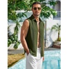 image:imageCOOFANDY Mens Summer Sleeveless Shirts Beach Knit Tank Top Button Up Casual Tank Shirt Vacation TopsArmy Green