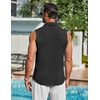 image:imageCOOFANDY Mens Summer Sleeveless Shirts Beach Knit Tank Top Button Up Casual Tank Shirt Vacation TopsBlack