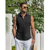 image:imageCOOFANDY Mens Summer Sleeveless Shirts Beach Knit Tank Top Button Up Casual Tank Shirt Vacation TopsBlack