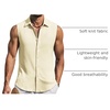 image:imageCOOFANDY Mens Summer Sleeveless Shirts Beach Knit Tank Top Button Up Casual Tank Shirt Vacation TopsCream
