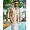 image:imageCOOFANDY Mens Summer Sleeveless Shirts Beach Knit Tank Top Button Up Casual Tank Shirt Vacation TopsCream