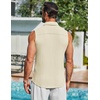 image:imageCOOFANDY Mens Summer Sleeveless Shirts Beach Knit Tank Top Button Up Casual Tank Shirt Vacation TopsCream