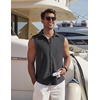 image:imageCOOFANDY Mens Summer Sleeveless Shirts Beach Knit Tank Top Button Up Casual Tank Shirt Vacation TopsDark Gray