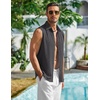 image:imageCOOFANDY Mens Summer Sleeveless Shirts Beach Knit Tank Top Button Up Casual Tank Shirt Vacation TopsDark Gray