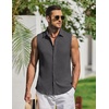 image:imageCOOFANDY Mens Summer Sleeveless Shirts Beach Knit Tank Top Button Up Casual Tank Shirt Vacation TopsDark Gray