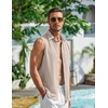 image:imageCOOFANDY Mens Summer Sleeveless Shirts Beach Knit Tank Top Button Up Casual Tank Shirt Vacation TopsKhaki
