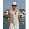 image:imageCOOFANDY Mens Summer Sleeveless Shirts Beach Knit Tank Top Button Up Casual Tank Shirt Vacation TopsKhaki