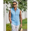 image:imageCOOFANDY Mens Summer Sleeveless Shirts Beach Knit Tank Top Button Up Casual Tank Shirt Vacation TopsLight Blue
