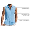 image:imageCOOFANDY Mens Summer Sleeveless Shirts Beach Knit Tank Top Button Up Casual Tank Shirt Vacation TopsLight Blue