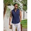 image:imageCOOFANDY Mens Summer Sleeveless Shirts Beach Knit Tank Top Button Up Casual Tank Shirt Vacation TopsNavy Blue