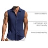 image:imageCOOFANDY Mens Summer Sleeveless Shirts Beach Knit Tank Top Button Up Casual Tank Shirt Vacation TopsNavy Blue