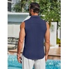 image:imageCOOFANDY Mens Summer Sleeveless Shirts Beach Knit Tank Top Button Up Casual Tank Shirt Vacation TopsNavy Blue