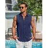 image:imageCOOFANDY Mens Summer Sleeveless Shirts Beach Knit Tank Top Button Up Casual Tank Shirt Vacation TopsNavy Blue