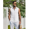 image:imageCOOFANDY Mens Summer Sleeveless Shirts Beach Knit Tank Top Button Up Casual Tank Shirt Vacation TopsWhite