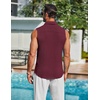 image:imageCOOFANDY Mens Summer Sleeveless Shirts Beach Knit Tank Top Button Up Casual Tank Shirt Vacation TopsWine Red