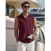 image:imageCOOFANDY Mens Summer Sleeveless Shirts Beach Knit Tank Top Button Up Casual Tank Shirt Vacation TopsWine Red